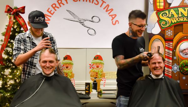 181227 Cox Doctor Head Shave 600x341 - A Bet's a Bet; Cox Branson Doctors Shave Heads for Toys for Tots