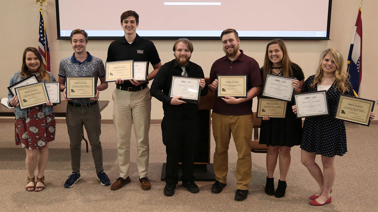 180510 CofO Student The Point Awards Photo 1time NOP - College of the Ozarks student newscast awarded by Missouri Broadcast Educators Association and Society of Professional Journalists