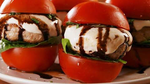 No-Bun Bruschetta Burgers 190710 no bun bruchetta Burger - No-Bun Bruschetta Burgers