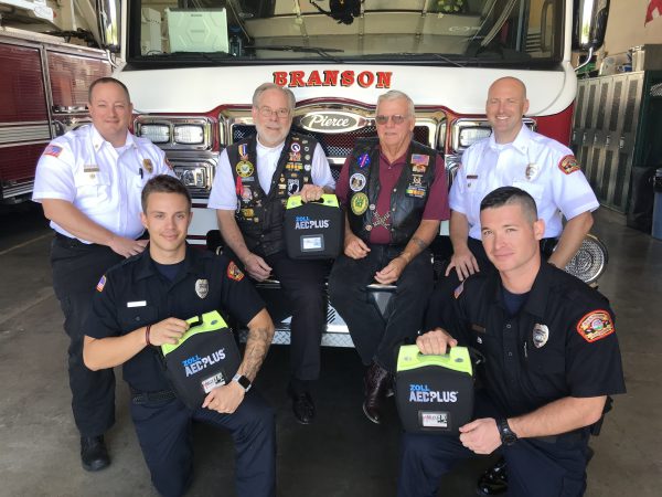BFD AED Donation 600x450 - Branson Fire Department Receives Donation for Automatic External Defibrillators